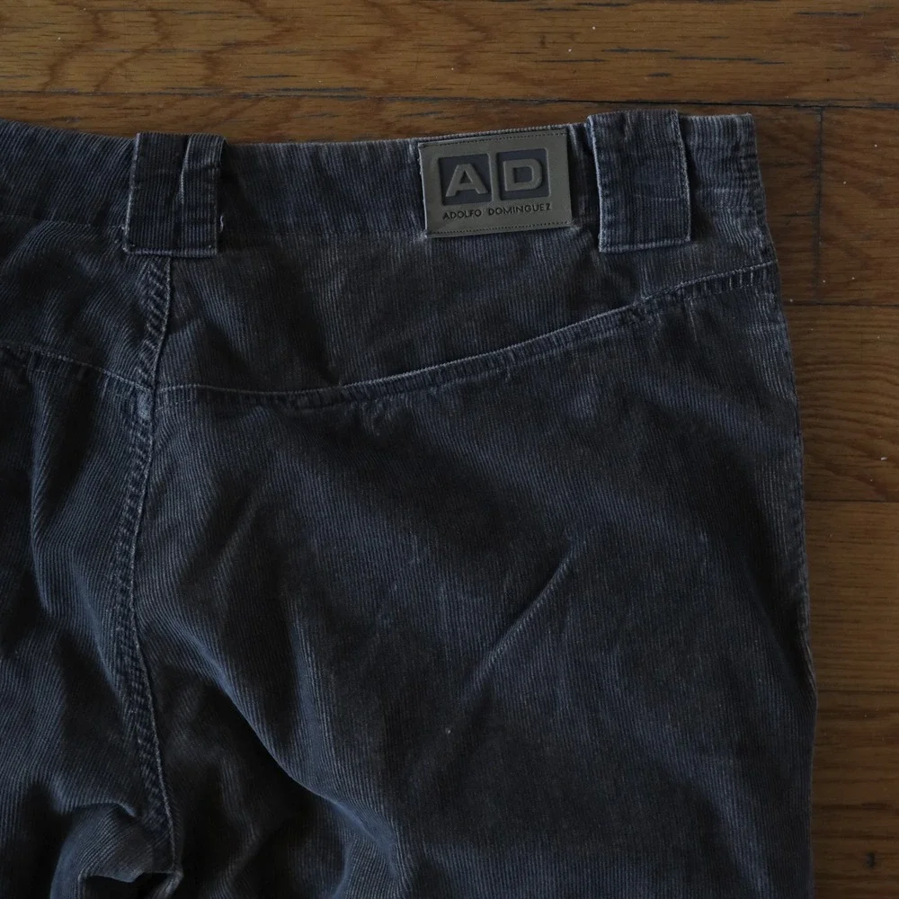 Adolfo Dominguez Corduroy Pants Mens Grey Wide Leg Vintage‎ Y2K 46 Straight Leg